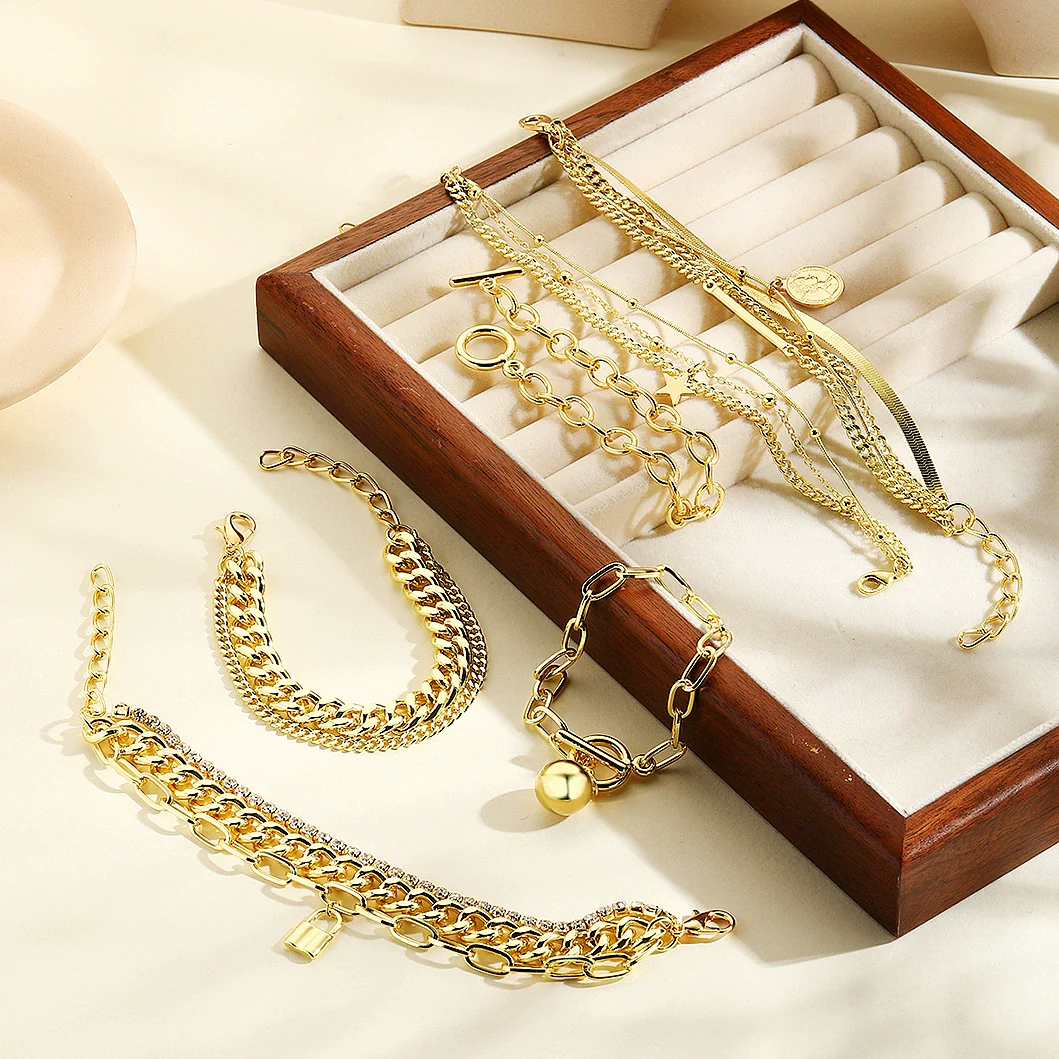 Wholesale Alloy Geometric Style Electroplated Multilayer Women's Bracelet - Image 2