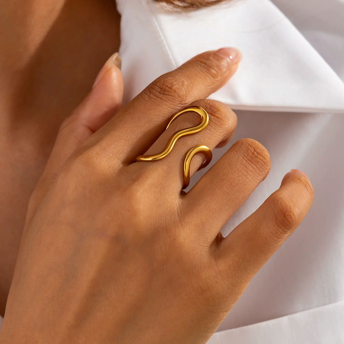 Wholesale Alloy Geometric U Shape Electroplated Ring For Women - Image 6