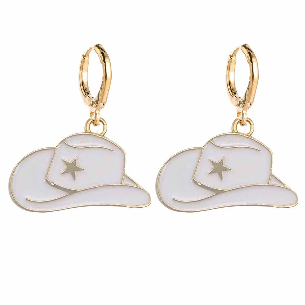 Wholesale Alloy Geometric Ushaped Dripping Oil Cowboy Boots Hat Drop Pendant Earrings Jewelry For Women - Image 8