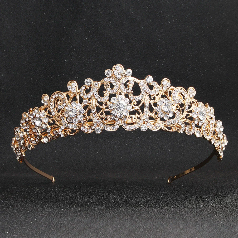 Wholesale Alloy Handmade Retro Baroque Round Cake Crown Diamond Headband Women's Hair Accessories - Image 6