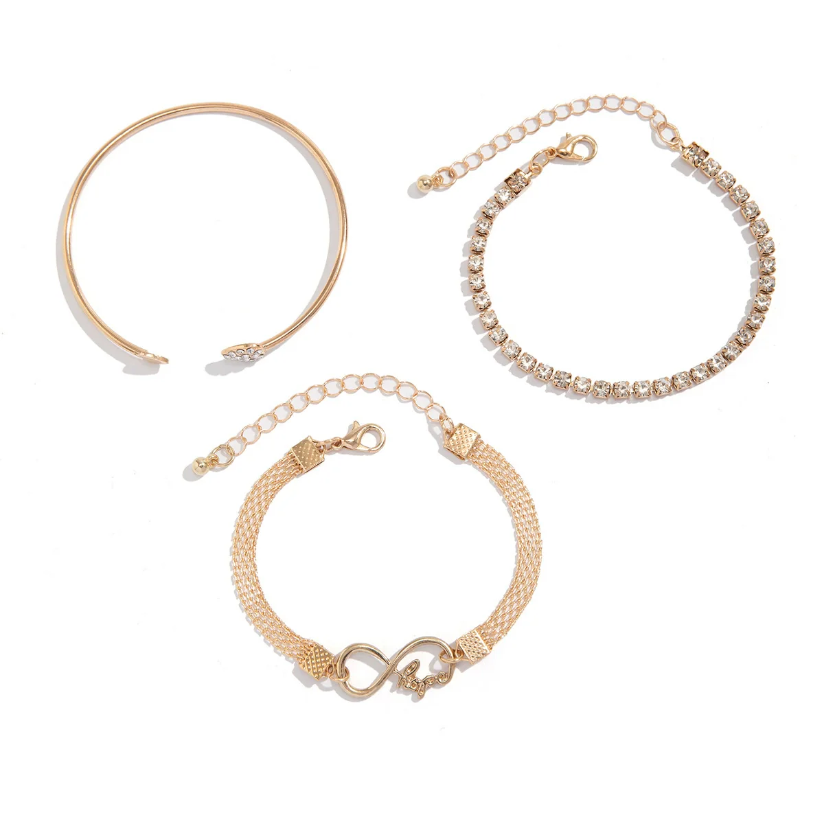 Wholesale Alloy Heart Shaped Geometric Rhinestone Micro Inlaid Diamond Bracelet For Women - Image 2