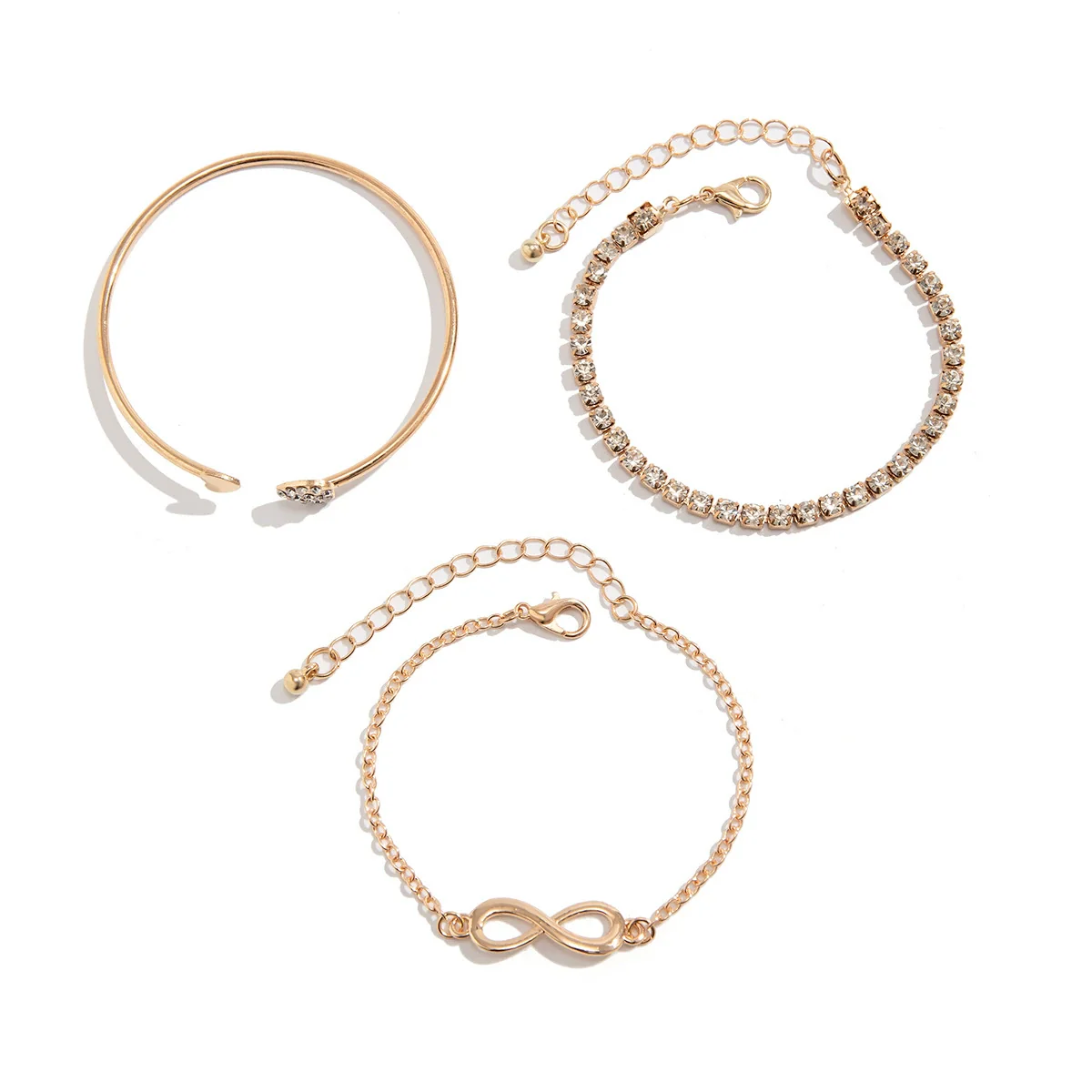 Wholesale Alloy Heart Shaped Geometric Rhinestone Micro Inlaid Diamond Bracelet For Women - Image 5