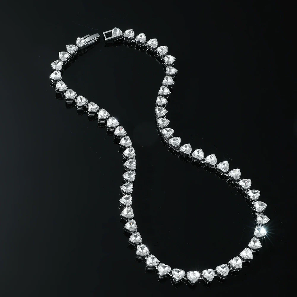 Wholesale Alloy Hip Hop Style Geometric Heart Stitching Diamond Necklace For Men - Image 4