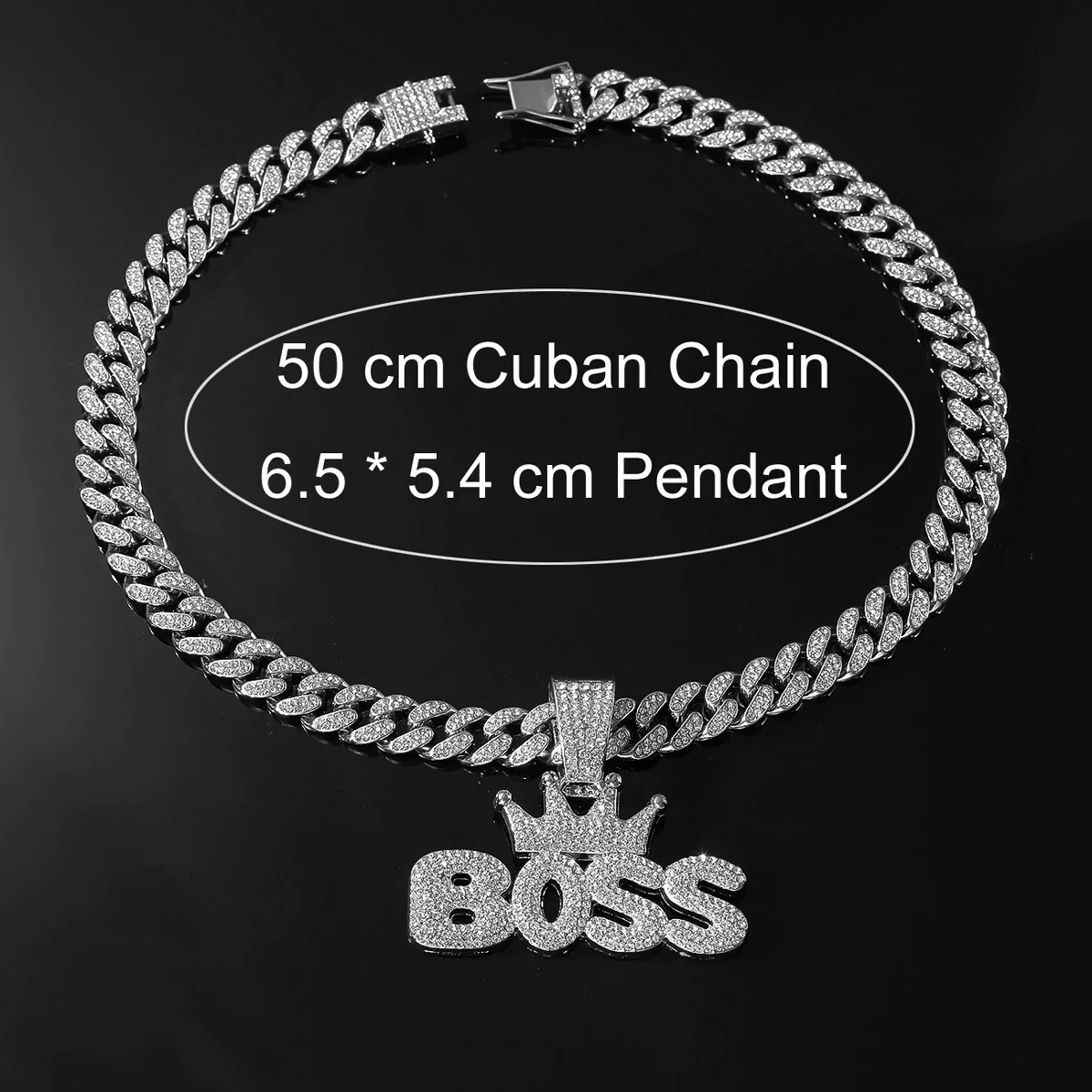 Wholesale Alloy Hiphop Exaggerated Crown Letter Pendant Cuban Chain Men's Jewelry With Diamond Design - Image 4
