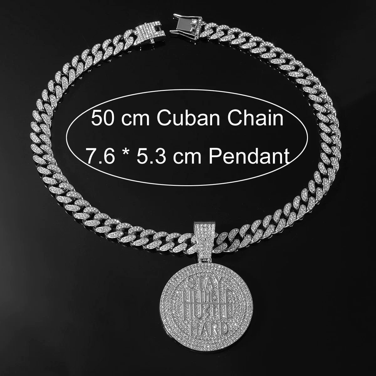 Wholesale Alloy Hiphop Geometric English Letters Full Diamond Pendant Necklace For Men - Image 4