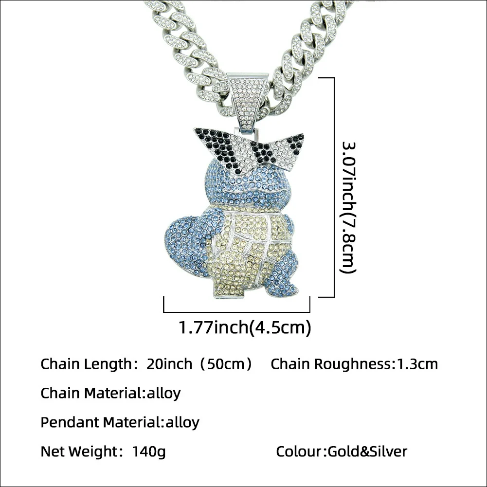 Wholesale Alloy Hiphop Style Threedimensional Cartoon Animal Pendant Necklace With Diamond Inlay And Cuban Chain - Image 2