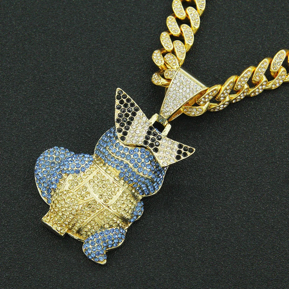 Wholesale Alloy Hiphop Style Threedimensional Cartoon Animal Pendant Necklace With Diamond Inlay And Cuban Chain - Image 3