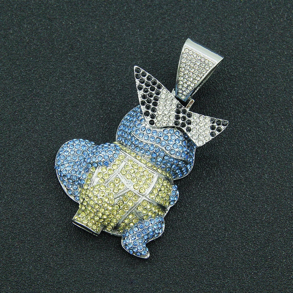 Wholesale Alloy Hiphop Style Threedimensional Cartoon Animal Pendant Necklace With Diamond Inlay And Cuban Chain - Image 8