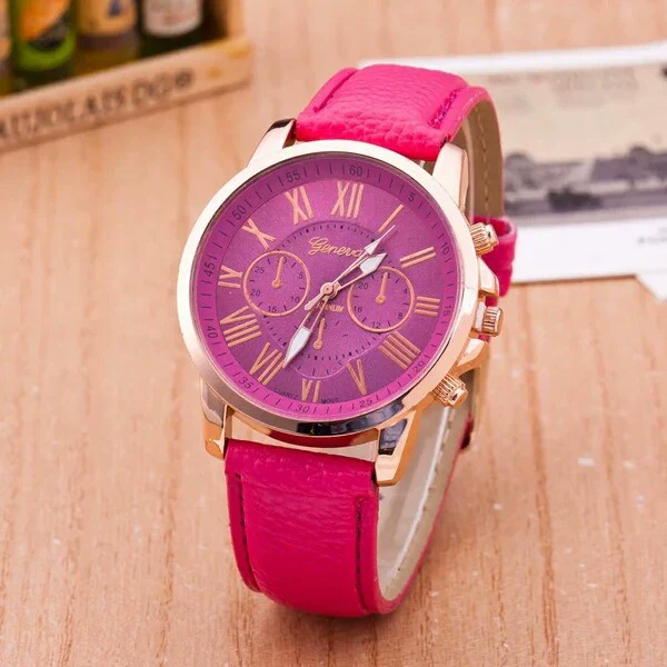 Wholesale Alloy Imitation Leather Strap Quartz Watch With Round Dial And Roman Numeral Scale Leisure Style - Image 4