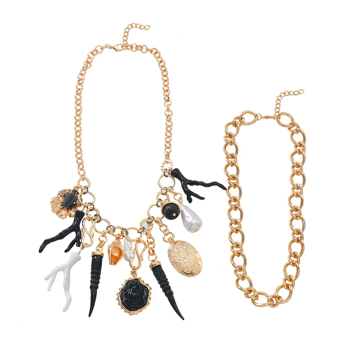 Wholesale Alloy Imitation Pearl Necklace With Animal And Zodiac Shapes And Geometric Patterns Electroplated For Women - Image 5