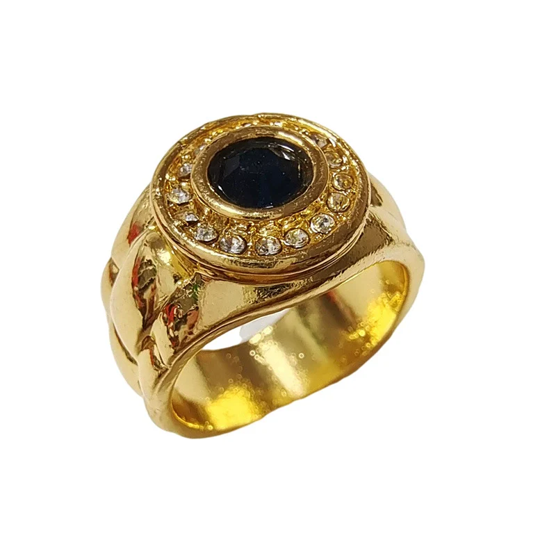 Wholesale Alloy Inlaid Blue Zircon Geometric Ring With Electroplating Treatment - Image 5