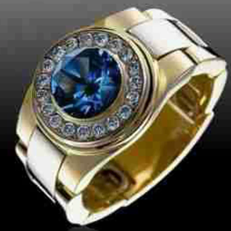 Wholesale Alloy Inlaid Blue Zircon Geometric Ring With Electroplating Treatment - Image 6