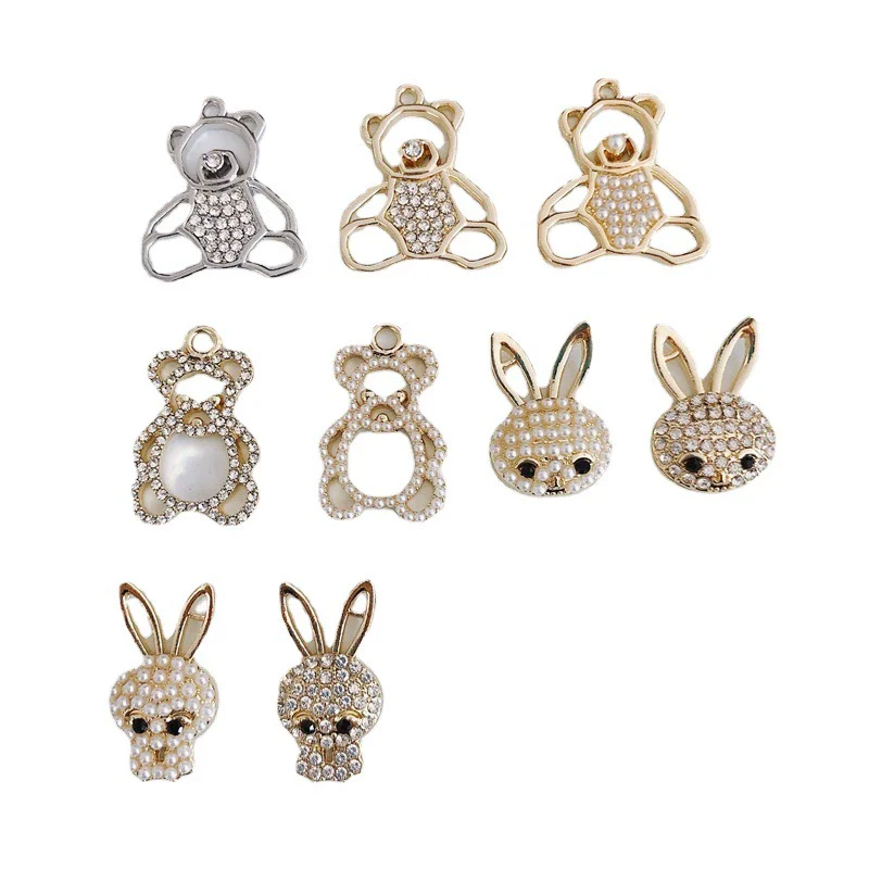 Wholesale Alloy Inlaid Jewelry Accessories With Bear And Rabbit Shapes For Earrings And Necklace - Image 5