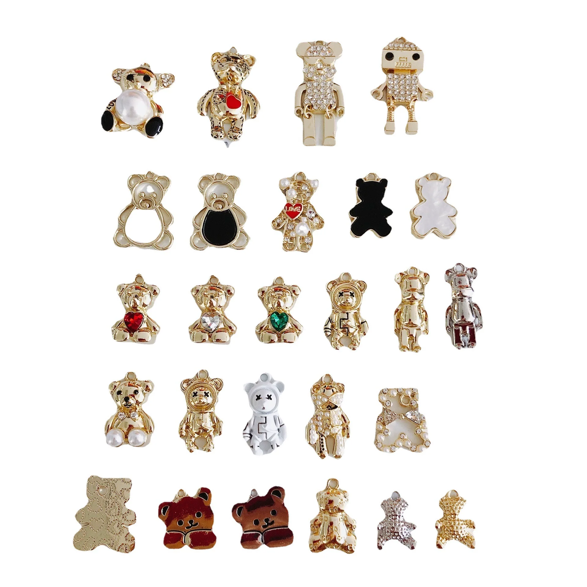 Wholesale Alloy Jewelry Accessories Electroplated With Small Bear Robot Shapes For Earrings And Necklace - Image 4