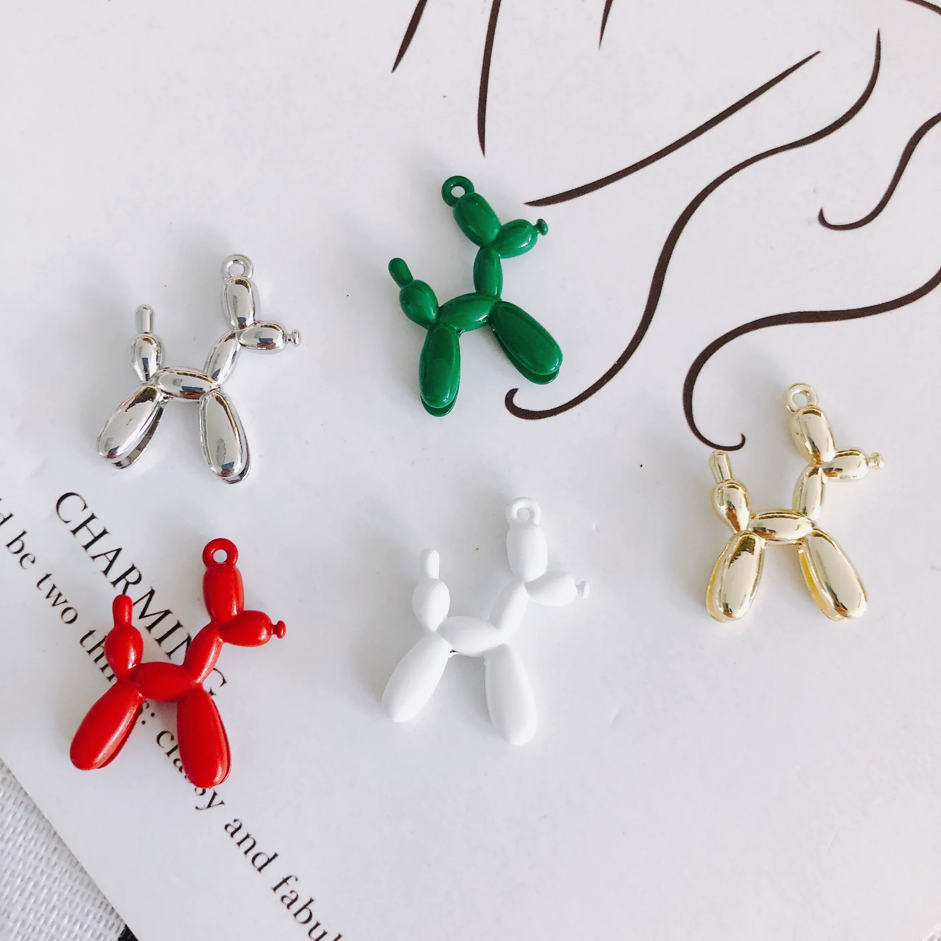 Wholesale Alloy Jewelry Accessories Spray Painted Abstract Puppy Earrings Pendant - Image 4