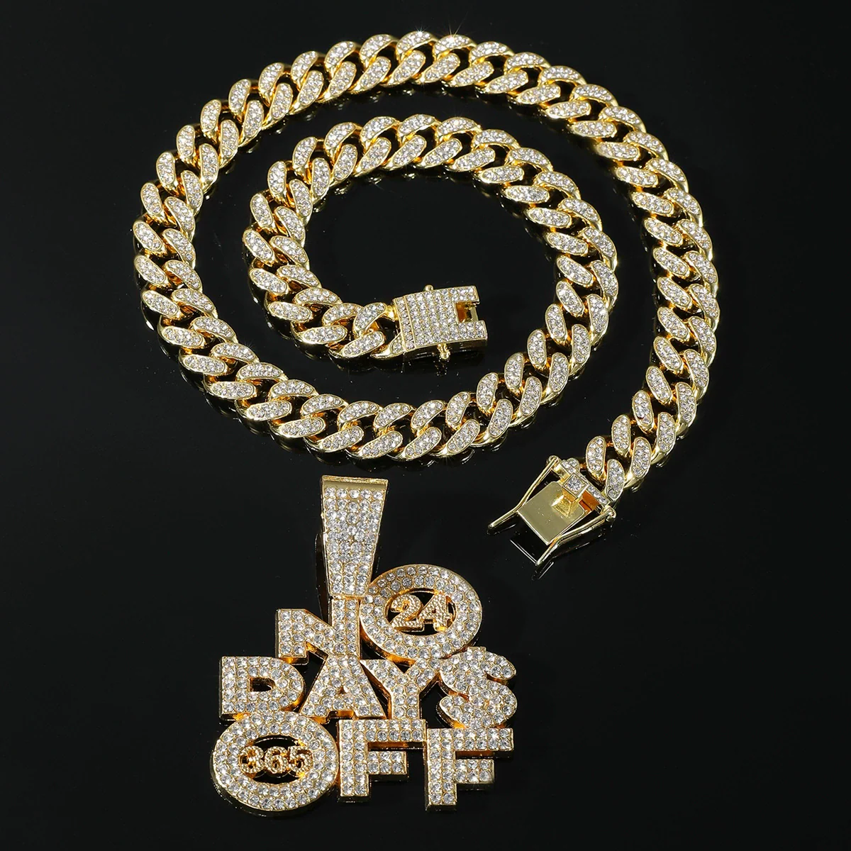 Wholesale Alloy Letter Pendant Necklace With Diamond For Men In Hiphop Style Cuban Chain - Image 3