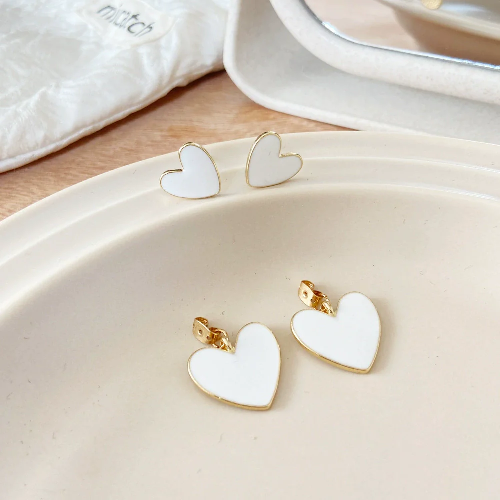 Wholesale Alloy Love Earrings With Double Layer Oil Drop Design And Peach Heart Shape - Image 4
