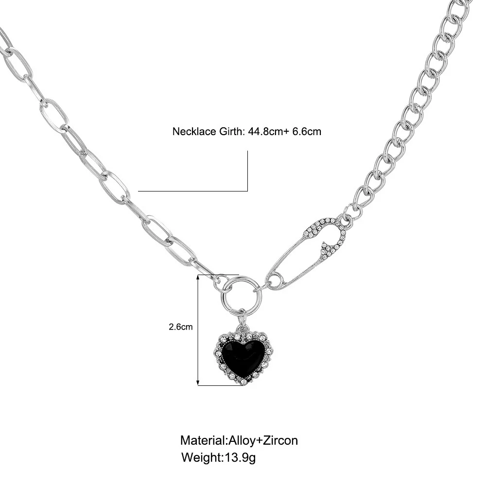 Wholesale Alloy Love Stitching Heart Pattern Water Wave Chain Necklace For Women Retro Fashion - Image 5