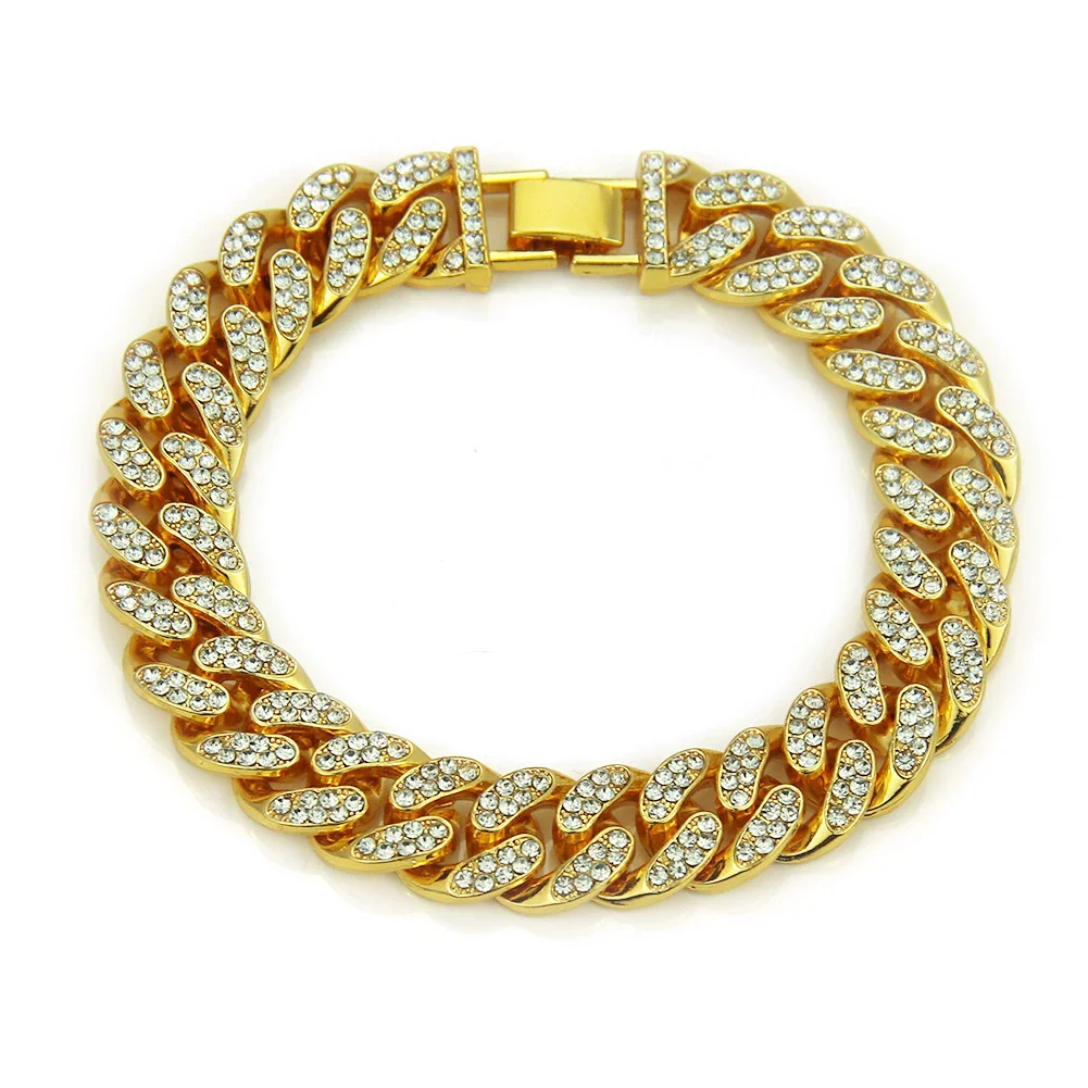Wholesale Alloy Men's Diamond Inlaid Geometric Hiphop Style Bracelet