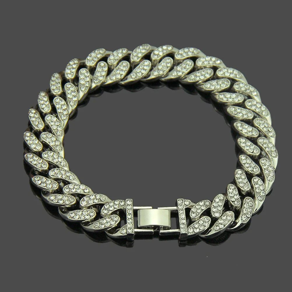 Wholesale Alloy Men's Diamond Inlaid Geometric Hiphop Style Bracelet - Image 2
