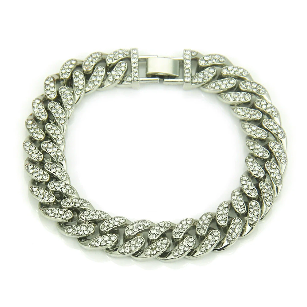 Wholesale Alloy Men's Diamond Inlaid Geometric Hiphop Style Bracelet - Image 5