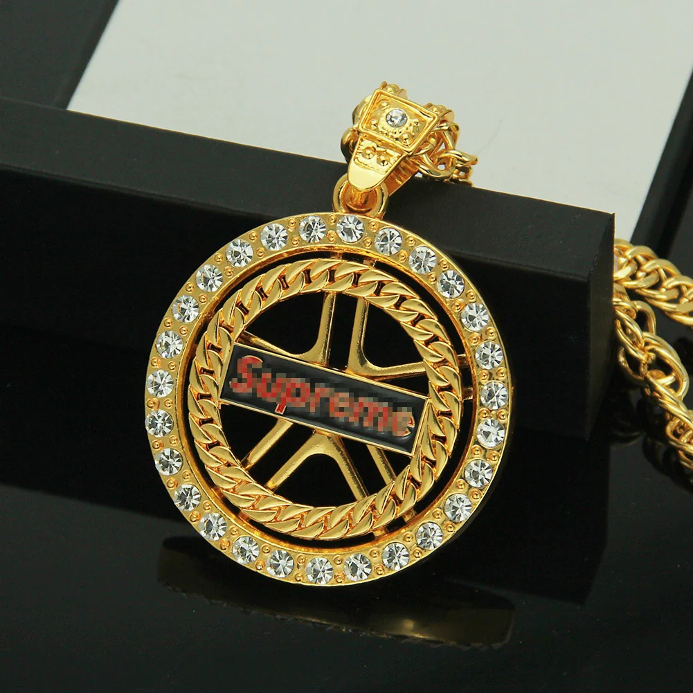 Wholesale Alloy Men's Diamondembedded Dollar Sign Pendant Necklace With Cuban Chain - Image 3