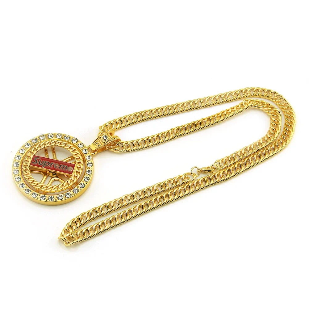 Wholesale Alloy Men's Diamondembedded Dollar Sign Pendant Necklace With Cuban Chain - Image 5