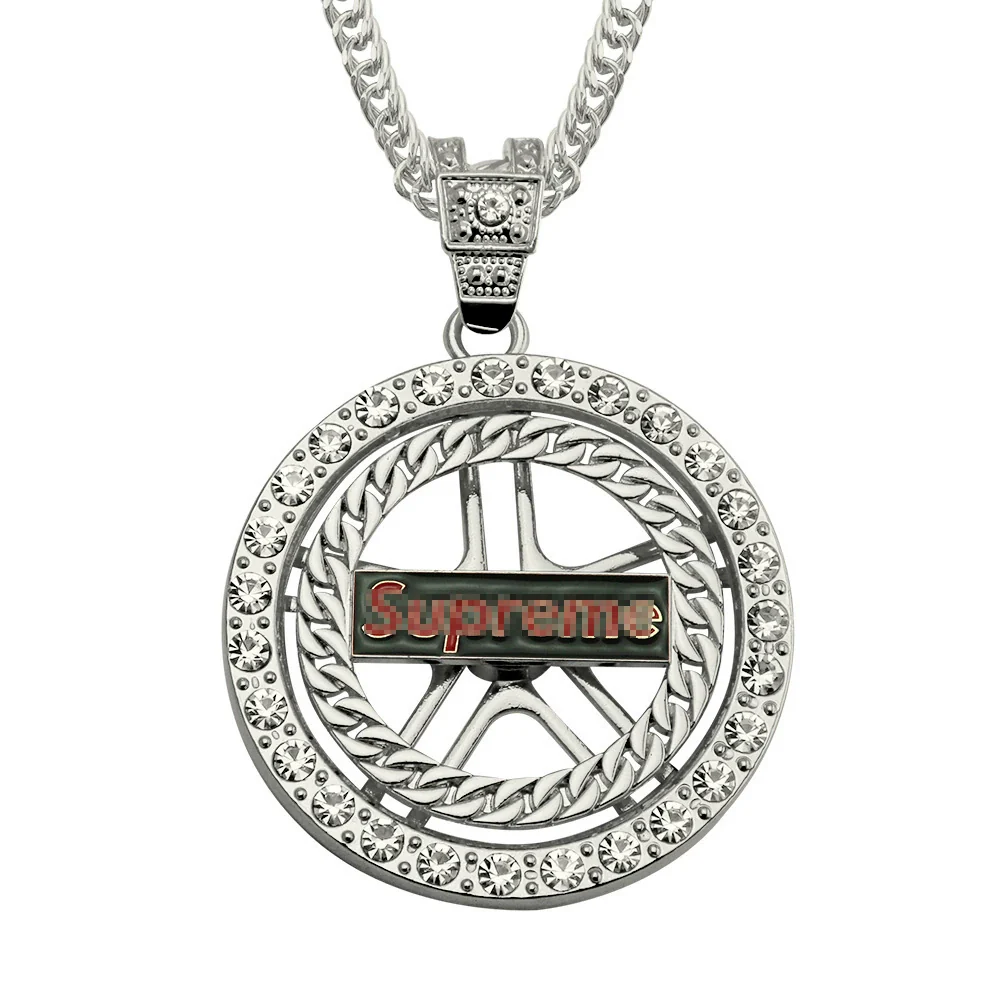 Wholesale Alloy Men's Diamondembedded Dollar Sign Pendant Necklace With Cuban Chain - Image 7