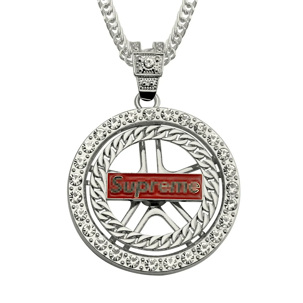 Wholesale Alloy Men's Diamondembedded Dollar Sign Pendant Necklace With Cuban Chain - Image 8