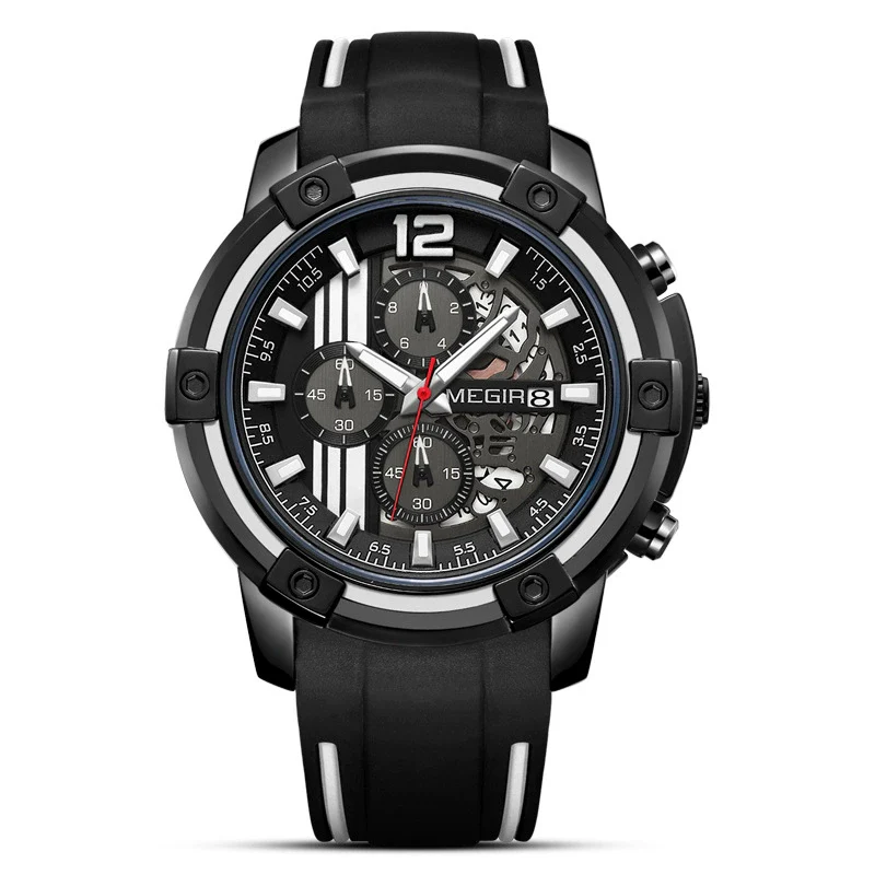 Wholesale Alloy Men's Hollow Calendar Sports Watch With Mineral Strengthened Glass Mirror And Silicone Strap - Image 6