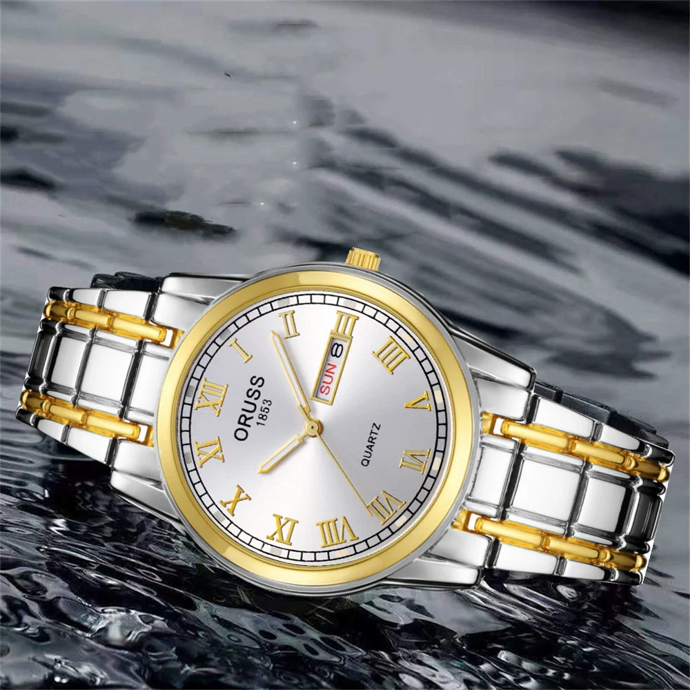 Wholesale Alloy Men's Quartz Watch Fashion Allmatch Waterproof Luminous Double Calendar Round Roman Scale - Image 9