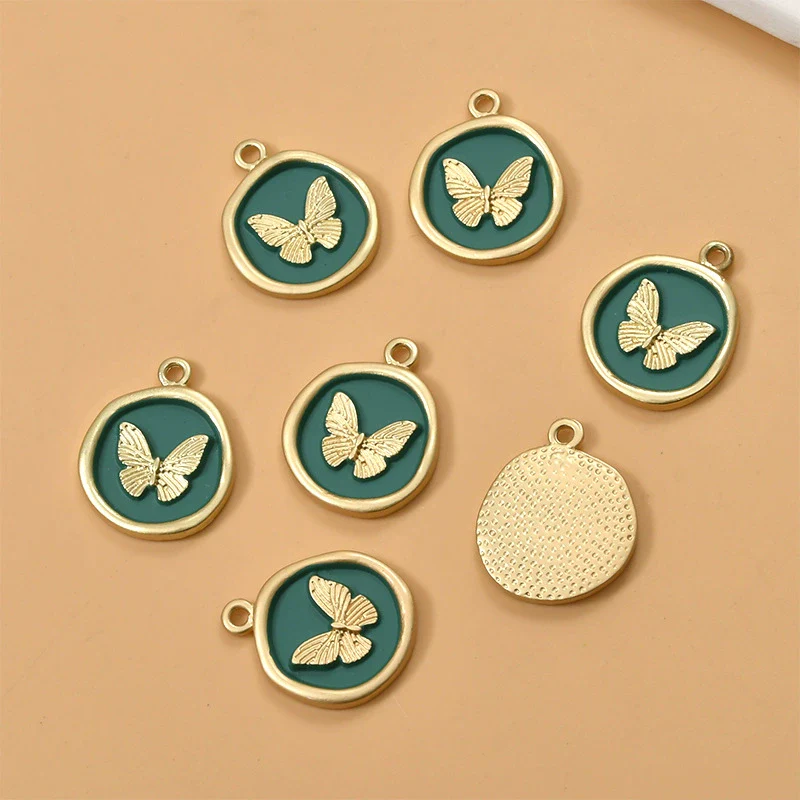 Wholesale Alloy Metal Butterfly Irregular Round Pendant Diy Handmade Jewelry Accessories With Gold Electroplating - Image 7