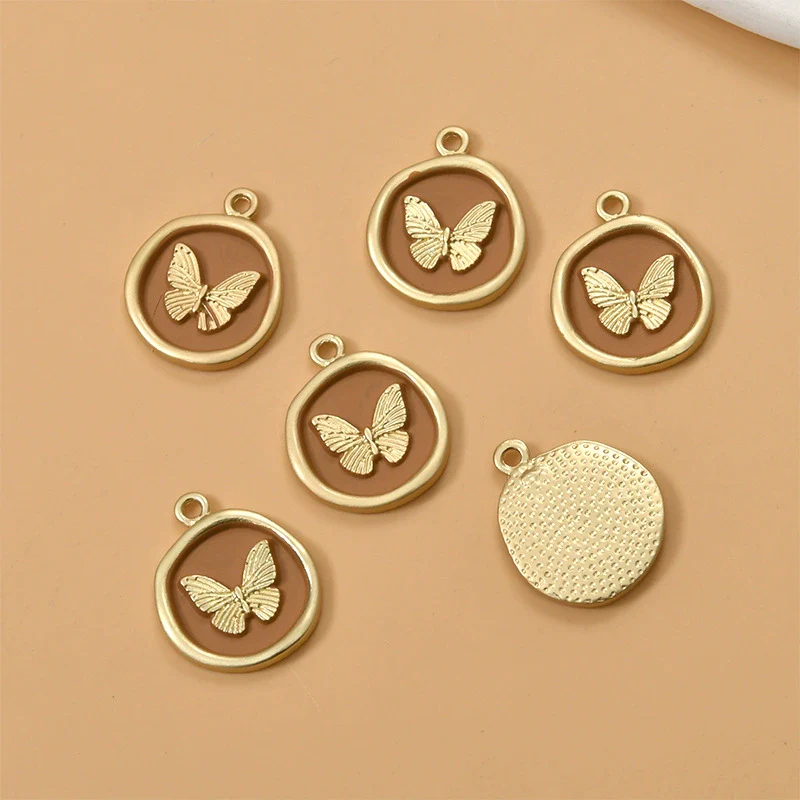 Wholesale Alloy Metal Butterfly Irregular Round Pendant Diy Handmade Jewelry Accessories With Gold Electroplating - Image 8