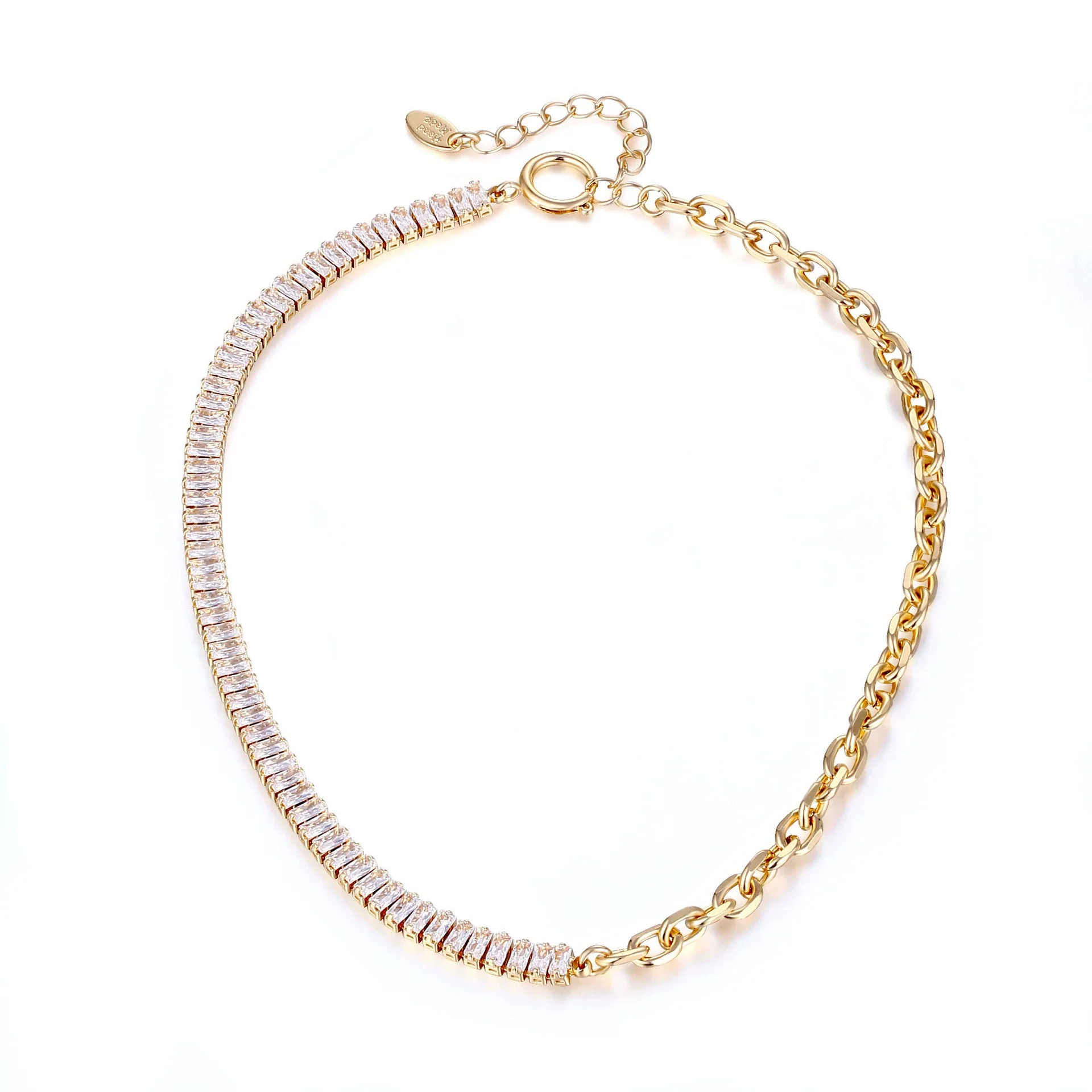 Wholesale Alloy Microinlaid Zircon Necklace Stainless Steel Geometric Electroplating Unisex