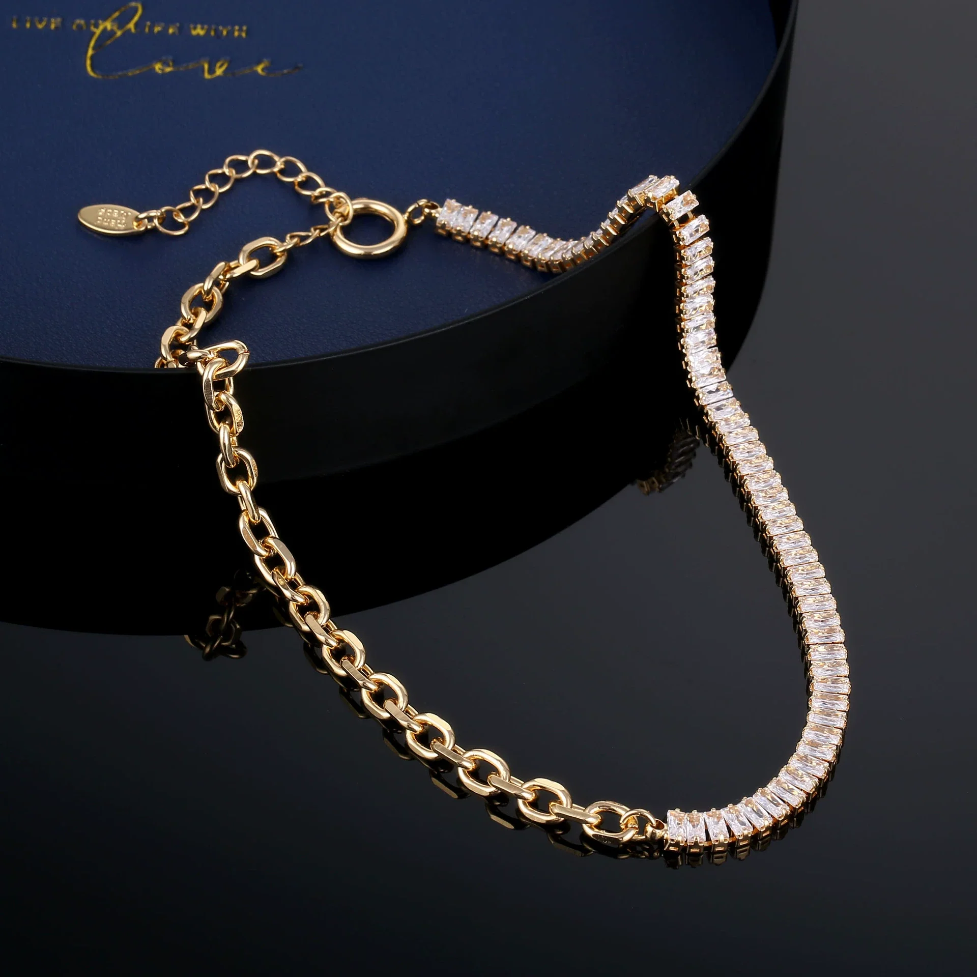 Wholesale Alloy Microinlaid Zircon Necklace Stainless Steel Geometric Electroplating Unisex - Image 2