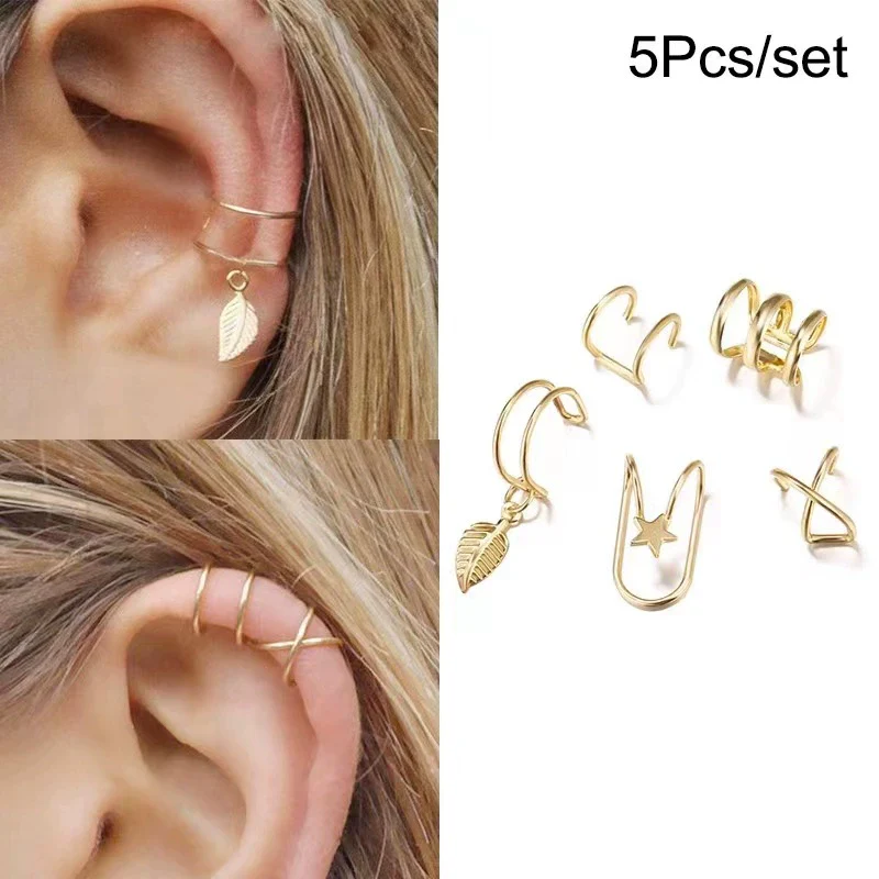 Wholesale Alloy Nonpierced Women's Geometric Ushaped Doublelayer Ear Studs Electroplated - Image 2
