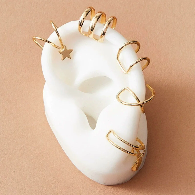 Wholesale Alloy Nonpierced Women's Geometric Ushaped Doublelayer Ear Studs Electroplated - Image 3