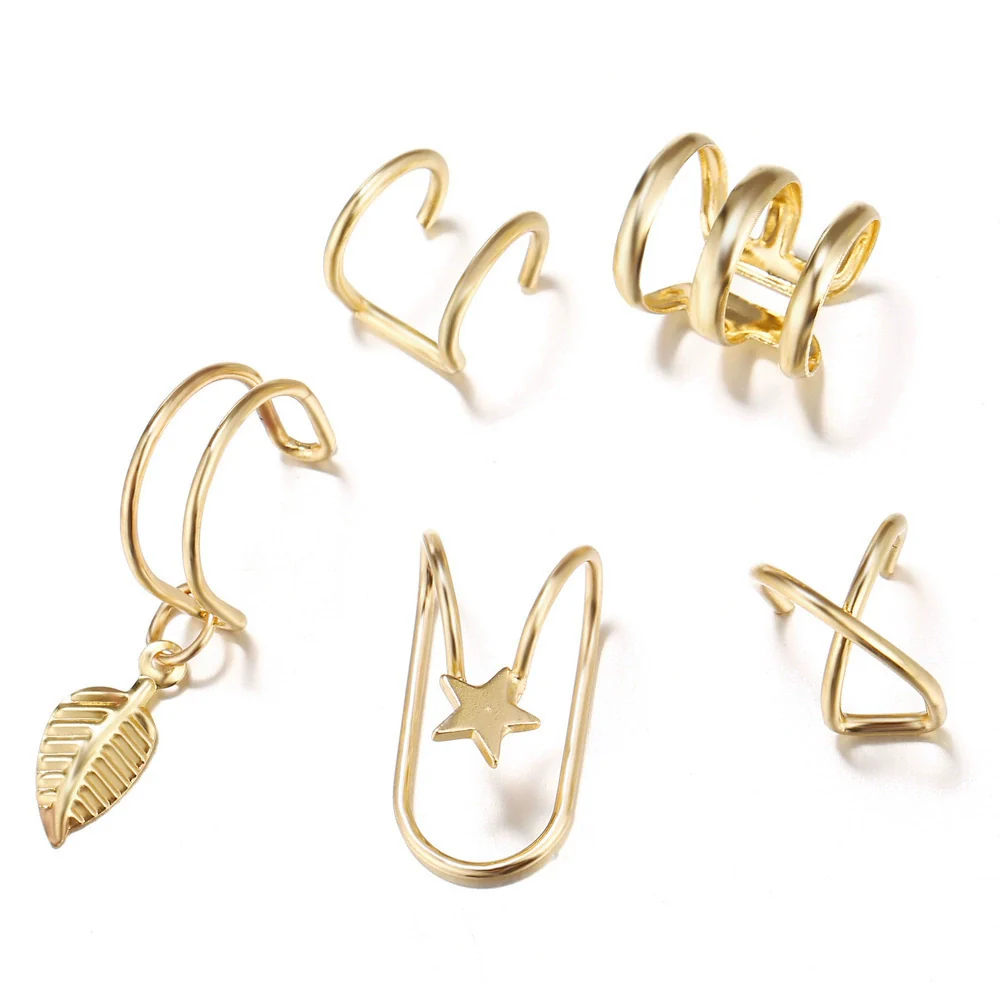 Wholesale Alloy Nonpierced Women's Geometric Ushaped Doublelayer Ear Studs Electroplated - Image 5
