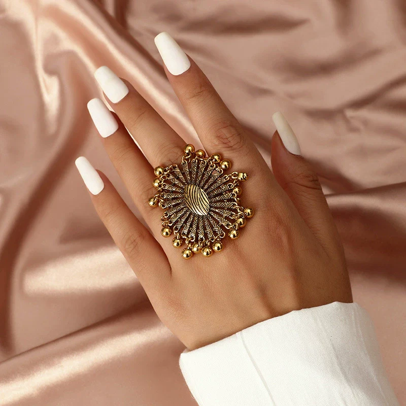 Wholesale Alloy Oval Opening Adjustable Ring Retro Exaggerated Personality Electroplated