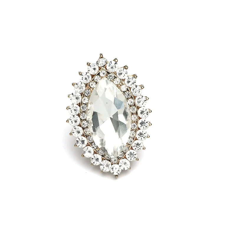 Wholesale Alloy Oval Retro Fashion Exaggerated Luxury Geometric Diamond Open Ring For Unisex And Women - Image 7