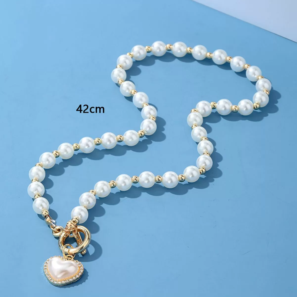 Wholesale Alloy Pearl Chain Necklace With Diamond And Geometric Design For Women French Retro Style - Image 4