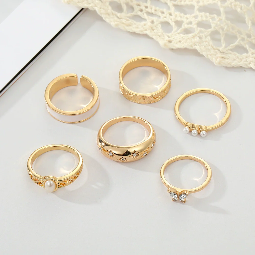 Wholesale Alloy Retro Geometric Animal Style Oil Dripping Butterfly Ring Set With Electroplating For Women - Image 2