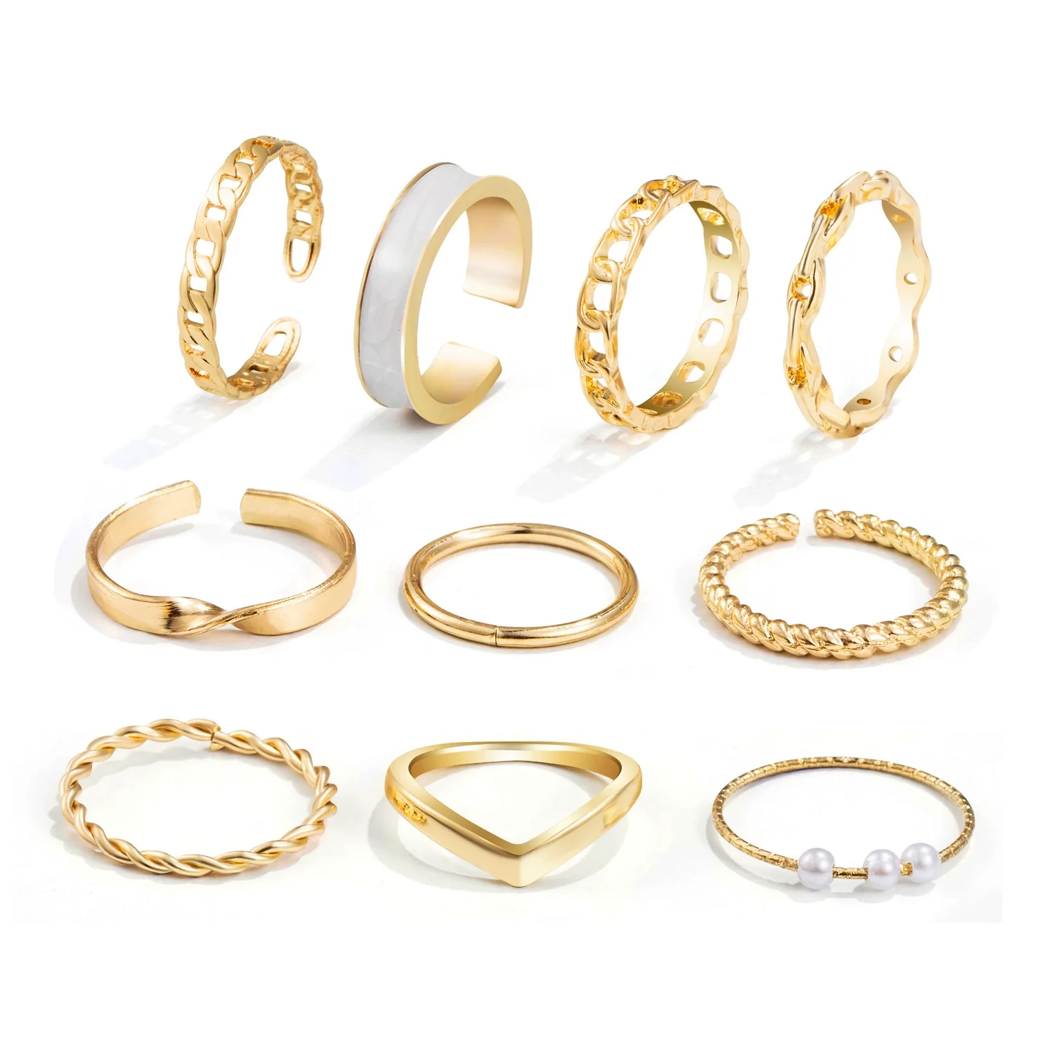 Wholesale Alloy Retro Geometric Animal Style Oil Dripping Butterfly Ring Set With Electroplating For Women - Image 8