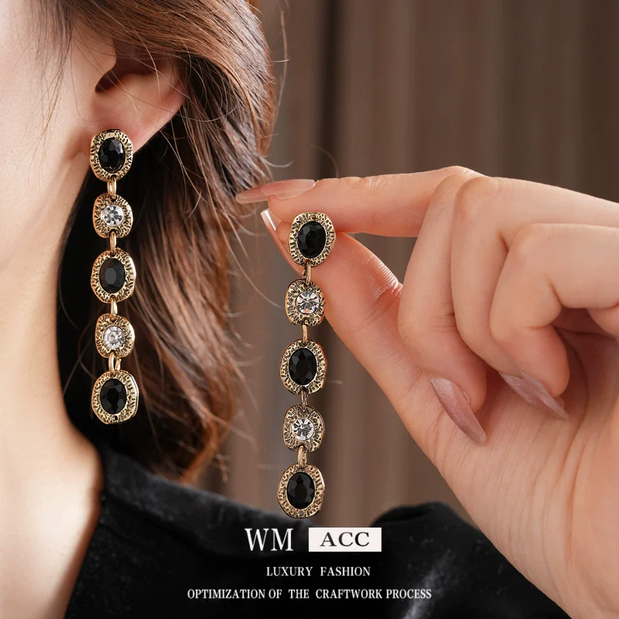 Wholesale Alloy Retro Geometric Oval Tassel Earrings Necklace Bracelet Electroplated - Image 4