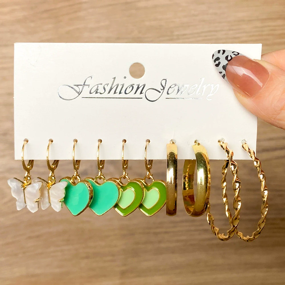 Wholesale Alloy Retro Geometric Square Women's Earrings Set With Pearls - Image 20