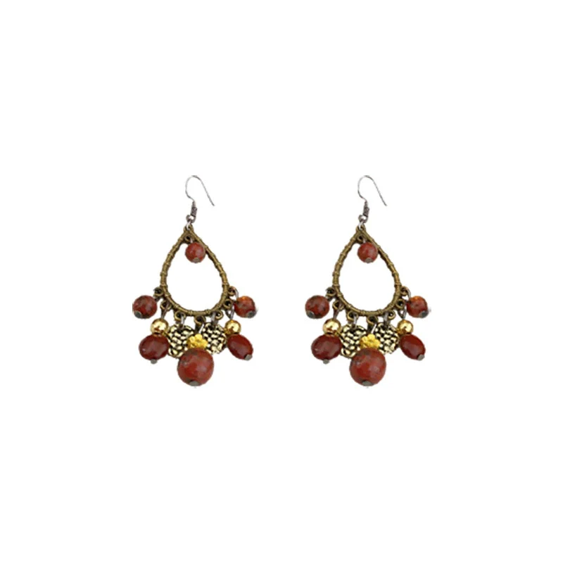 Wholesale Alloy Retro Geometric Water Drop Tassel Electroplated Women's Earrings - Image 5