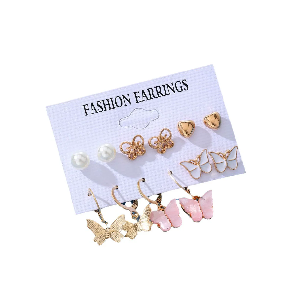 Wholesale Alloy Retro Simple Pearl Love Butterfly Geometric Earrings For Women - Image 5