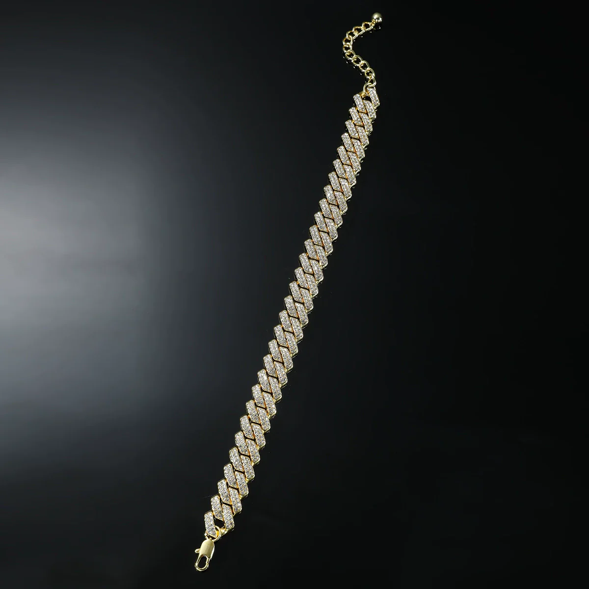 Wholesale Alloy Rhinestone Inlaid Geometric Cuban Chain Men's Hip Hop Anklet - Image 3