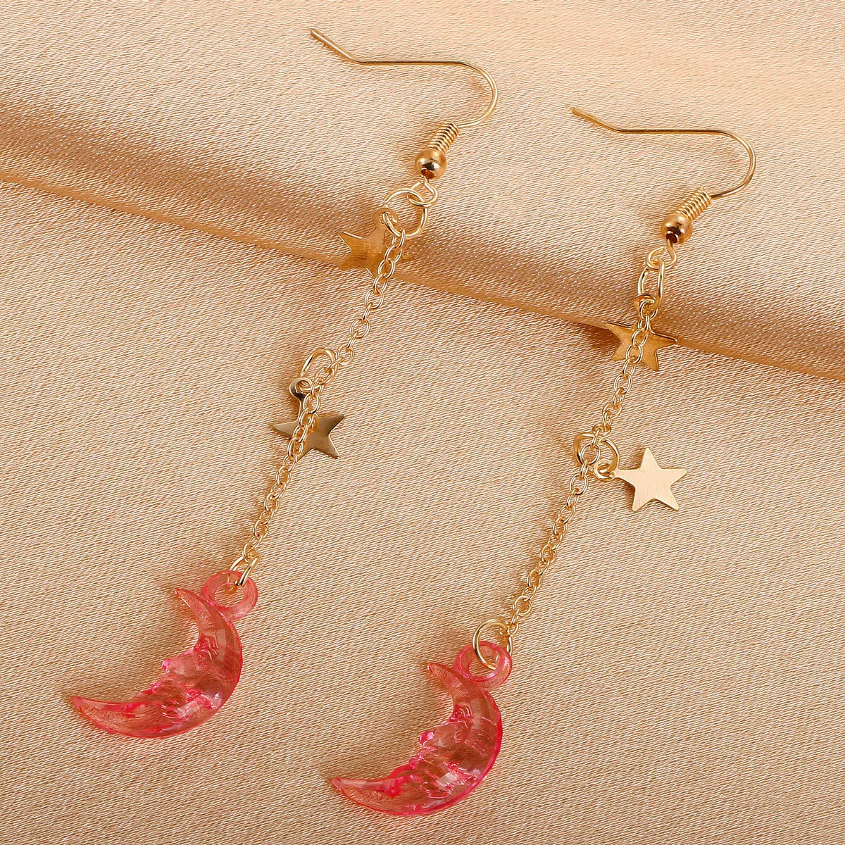 Wholesale Alloy Simple Moon And Star Women's Fashion Long Tassel Earrings With Electroplating - Image 10
