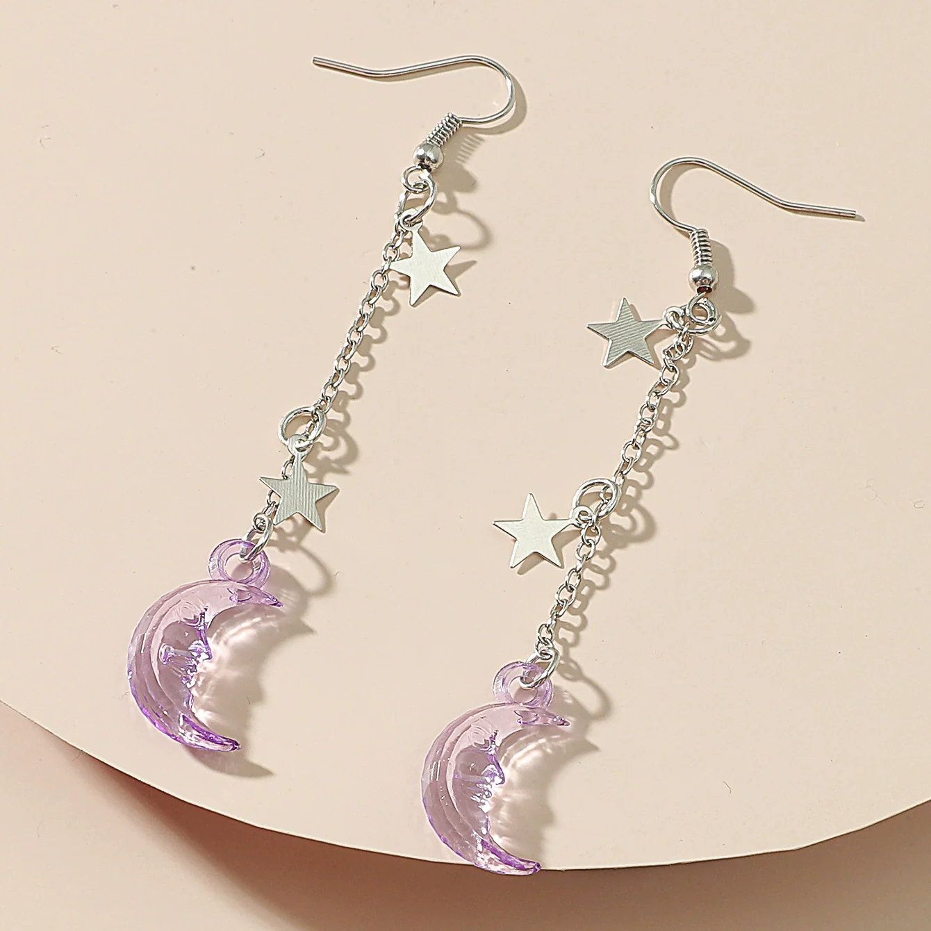 Wholesale Alloy Simple Moon And Star Women's Fashion Long Tassel Earrings With Electroplating - Image 4